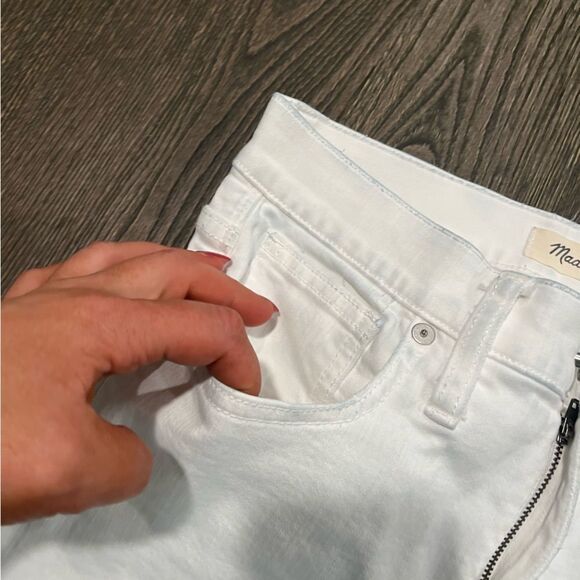 Madwell 9" High Rise Skinny Crop Jeans Distressed Denim White Size 27 - Picture 12 of 12